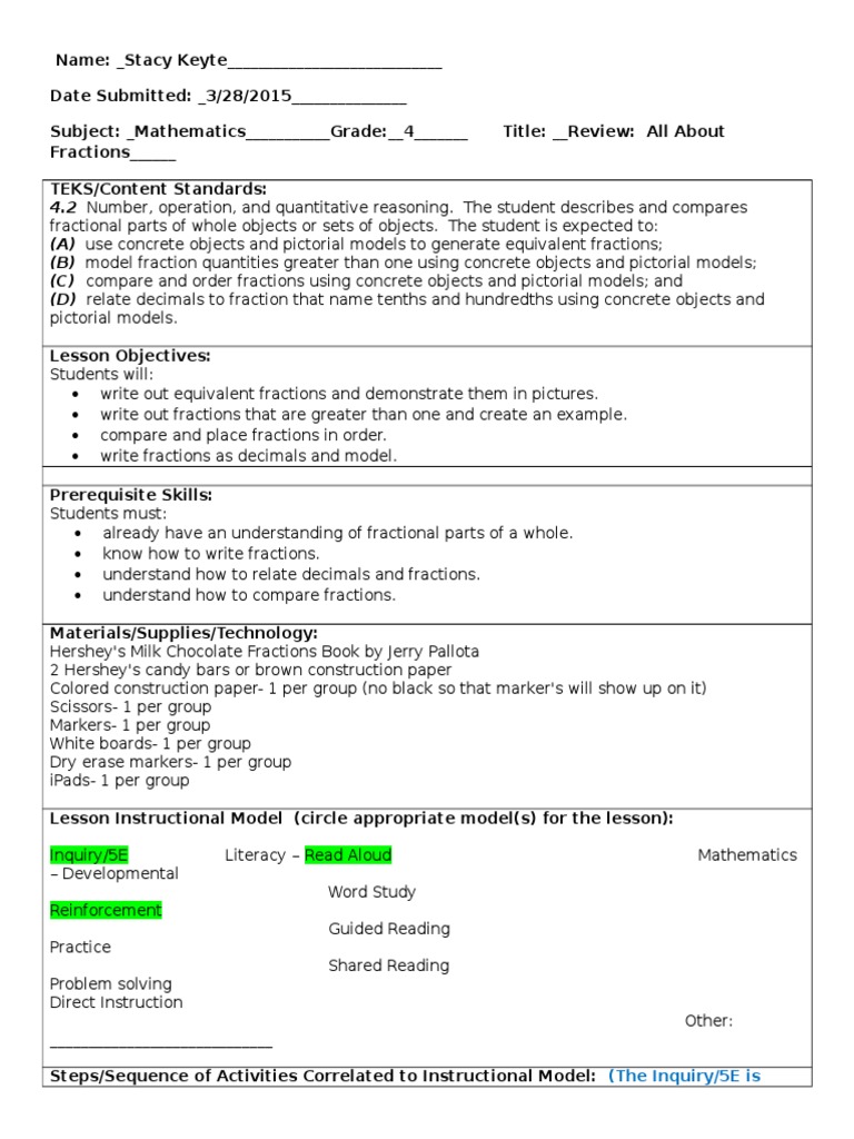 math-lesson-plan-integration-pdf-fraction-mathematics-lesson-plan