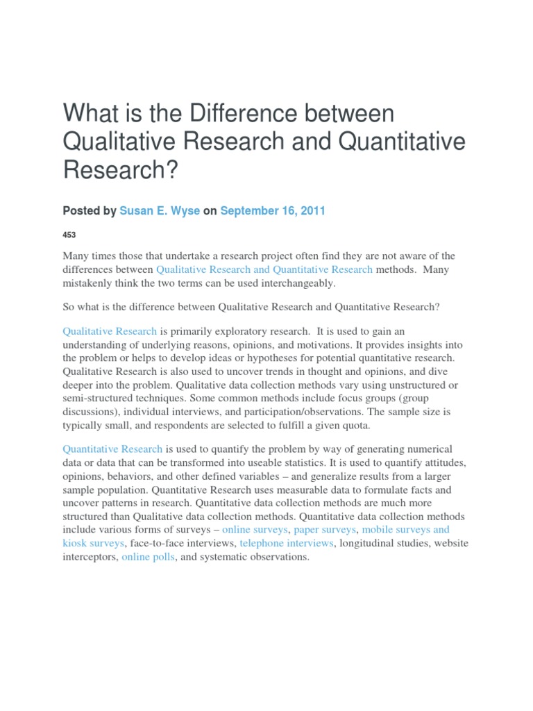 What Is The Difference Between Qualitative Research and Quantitative ...