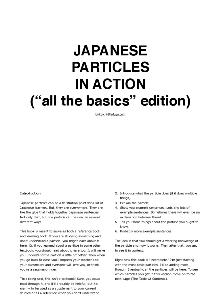 Understanding Japanese Particles | PDF | Japanese Language | Ellipsis