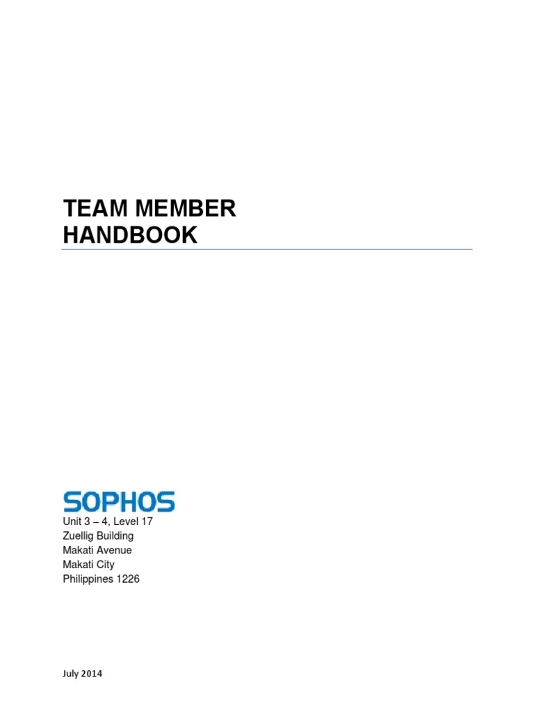Sophos Team Member Handbook 2014 | PDF | Parental Leave | Overtime