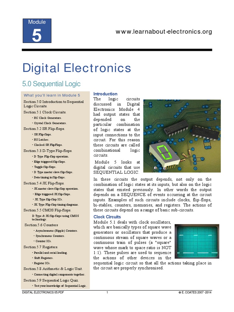 Digital Electronics Module 05 PDF Digital Electronics Electronic