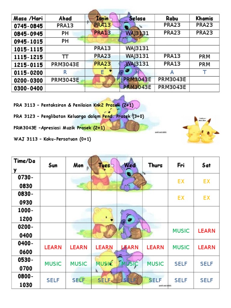 Weekly Class Schedule Overview | PDF | Language Arts & Discipline ...