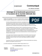 Message de La Lieutenante-Gouverneure À L'occasion de La Journée Nationale Des Autochtones