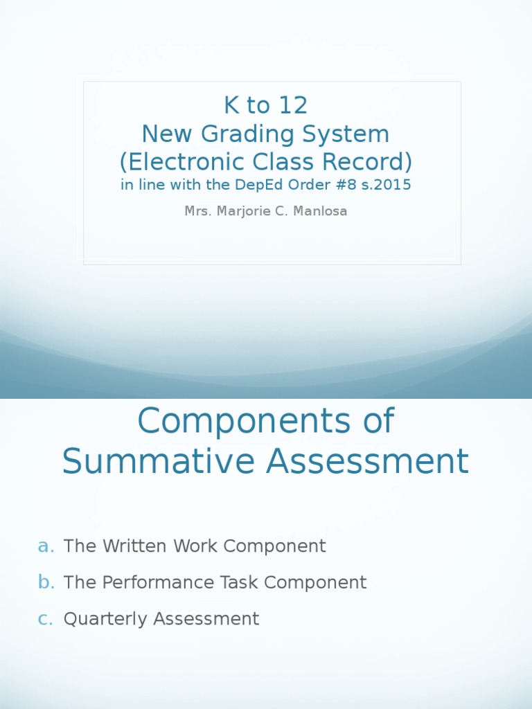 New Grading System for K to 12 | PDF | Weighted Arithmetic Mean ...