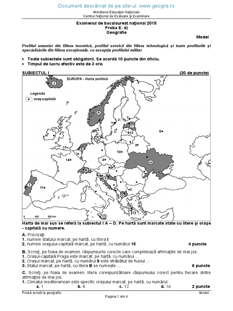 Model Bac Geografie | PDF