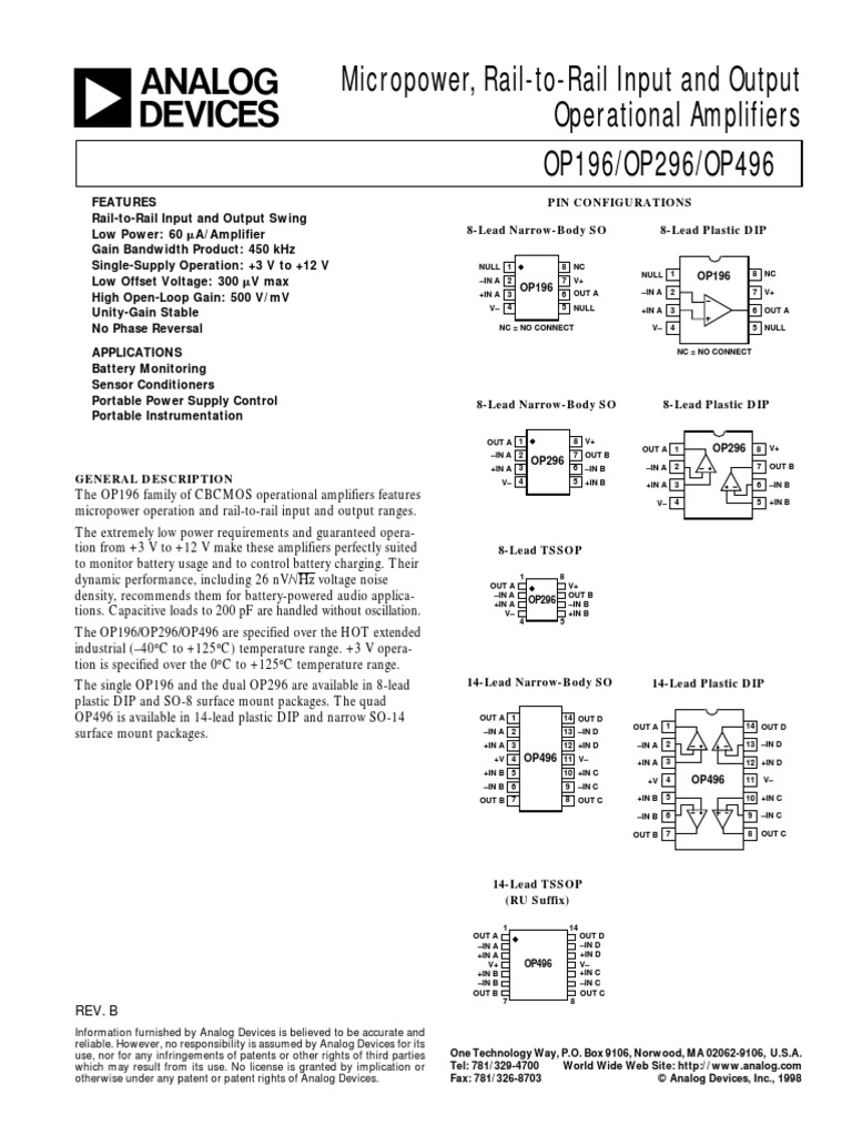 Data sheet amplifier operational amplifier