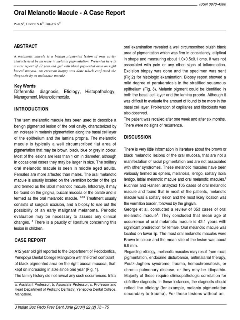 melanotic macule differential diagnosis Oral pigmented lesions: a pragmatic approach to and management melanotic macule gums Differential Diagnosis