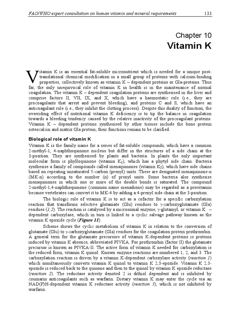An InDepth Analysis of the Role and Metabolism of Vitamin K in