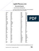 Homophones List PDF