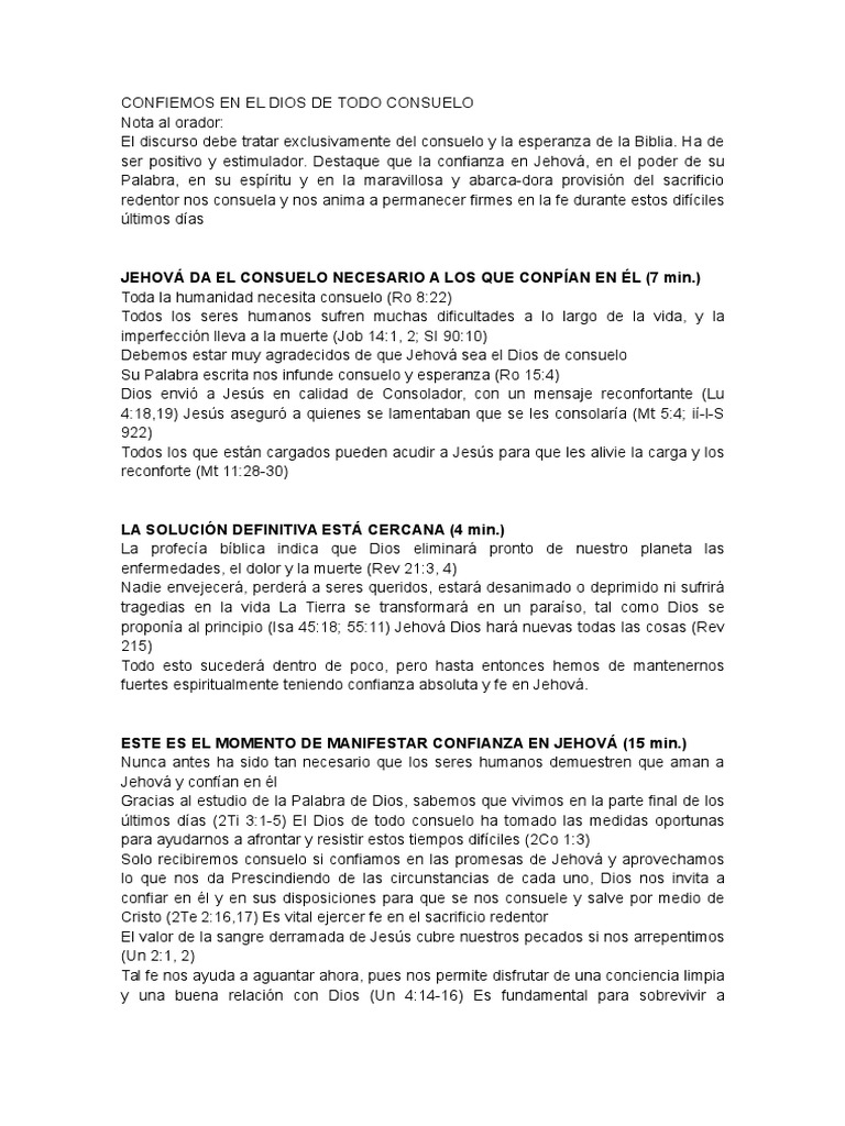 Confianza en el Dios de Consuelo | PDF | Fe | Cristo (título)