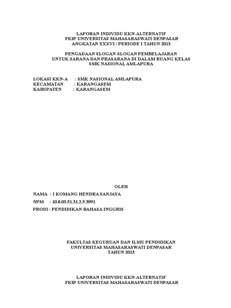 Laporan Kkn Individu