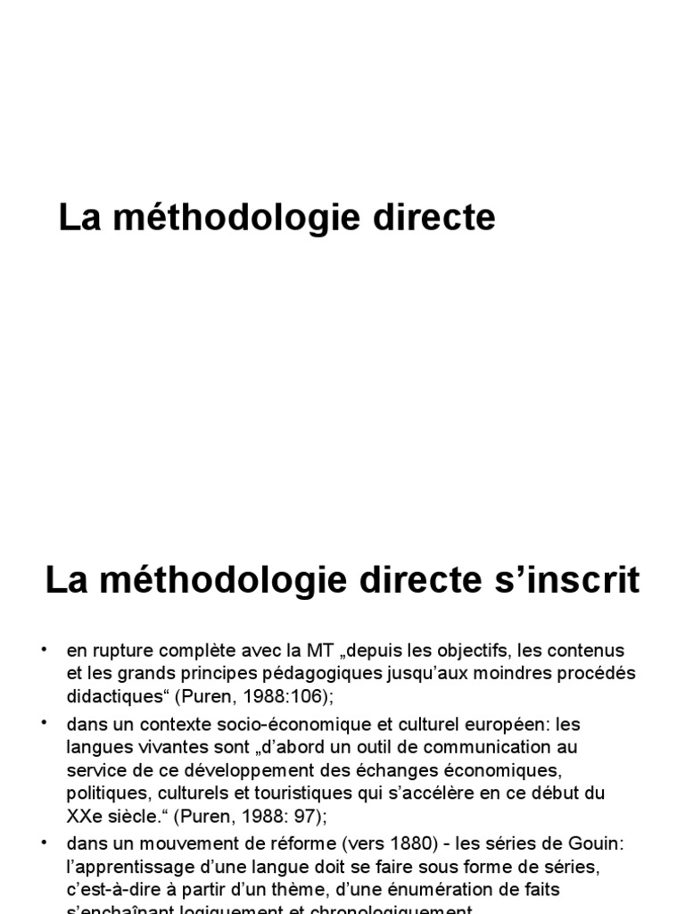 La méthodologie directe en enseignement des langues | PDF | Pédagogie ...
