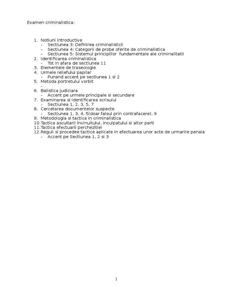 Criminalistica Examen Suport De Invatat