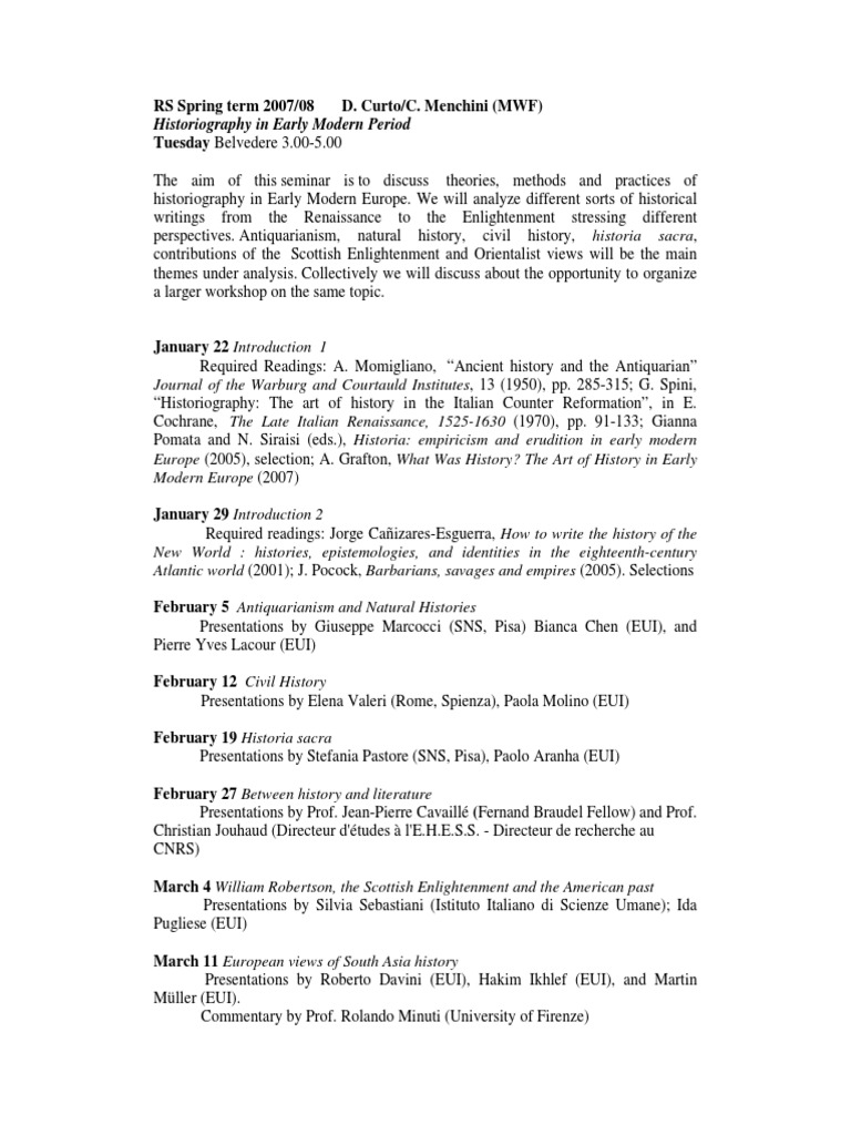 Historiography in Early Modern Europe  PDF