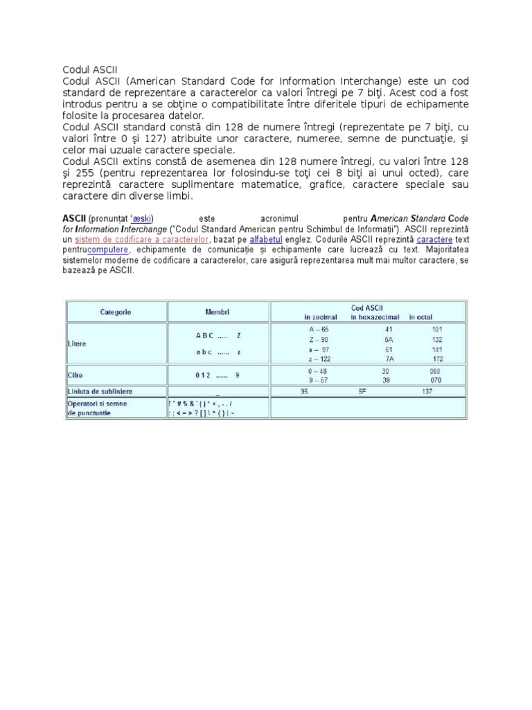 Codul Ascii Informatică Economică | PDF