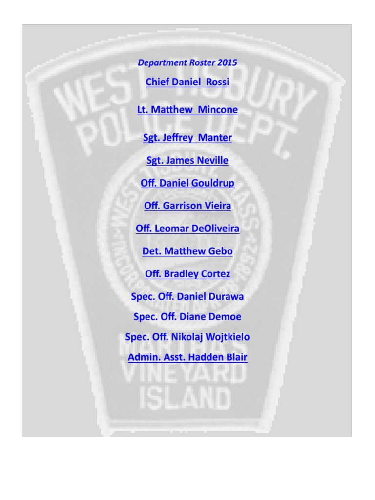 2015 Department Roster Overview | PDF