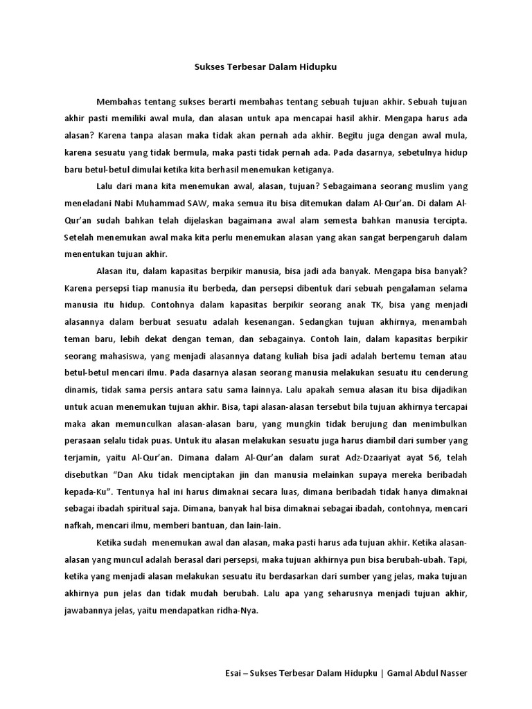 Sukses Terbesar Dalam Hidupku