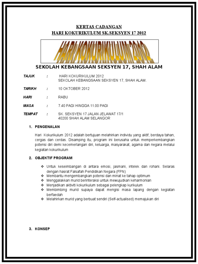 kertas kerja hari anugerah kokurikulum