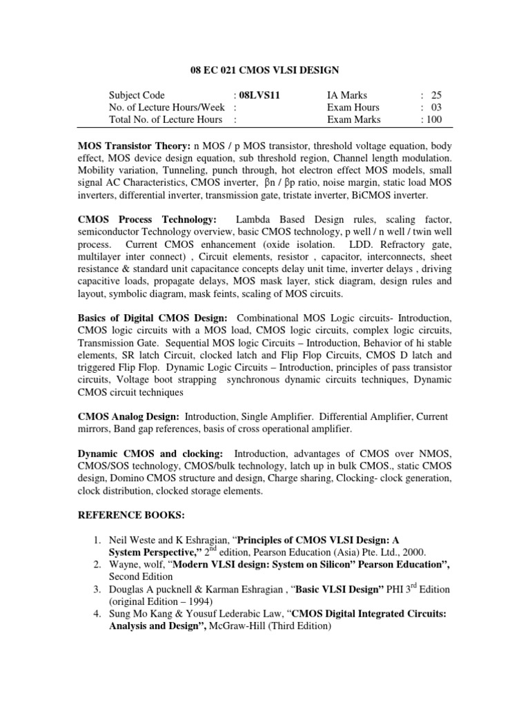 Cmos Vlsi Design Content | PDF | Science & Mathematics