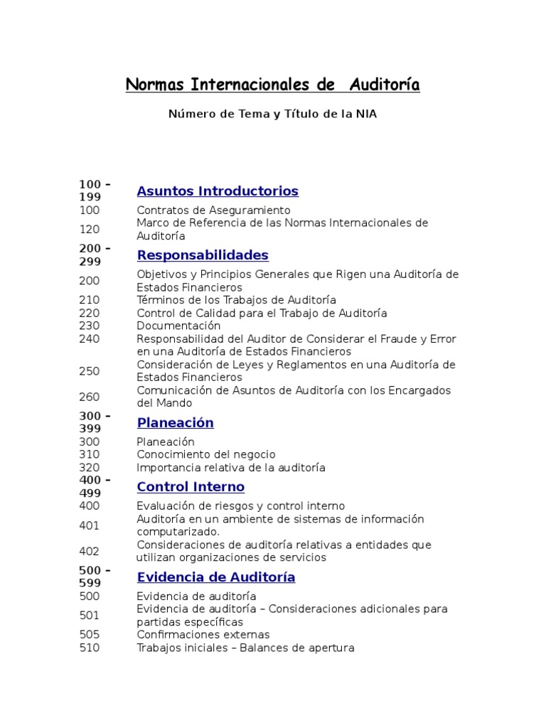 Normas Internacionales de Auditoría | PDF | Auditoría | Contralor