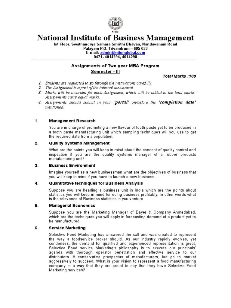 NIBM Assign 1804-3rd Sem | PDF