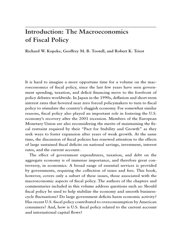 Macroeconomic Impacts of Fiscal Policy | PDF | Fiscal Policy ...