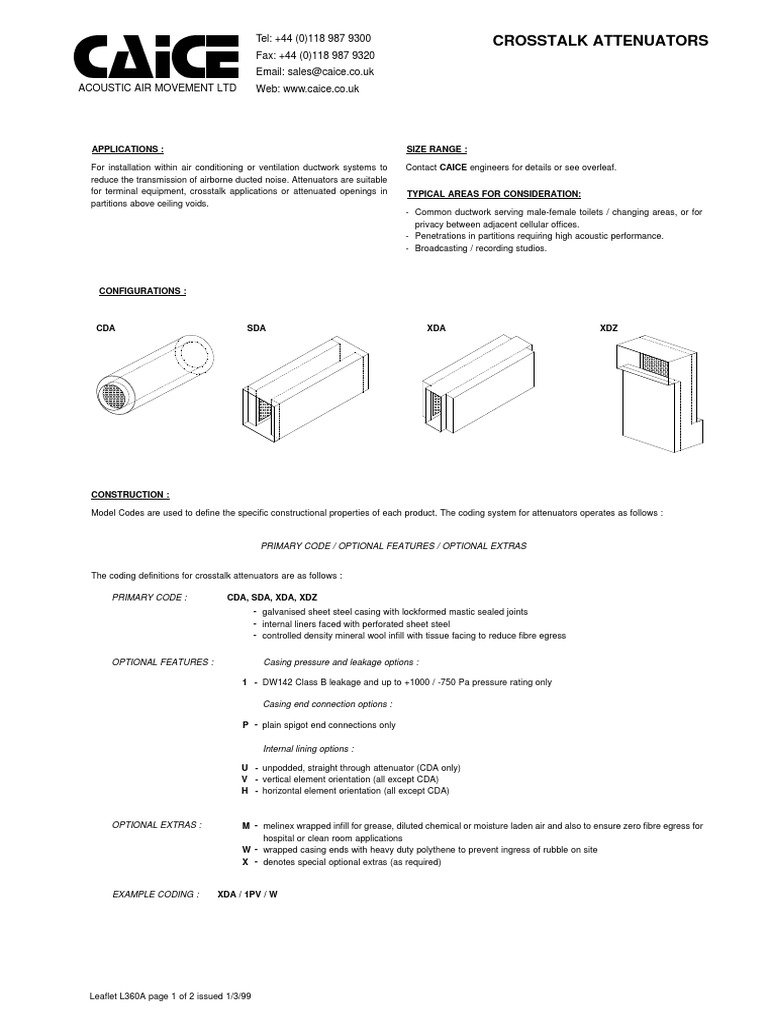 Crosstalk Attenuators Installation Guide | PDF | Duct (Flow) | Building ...