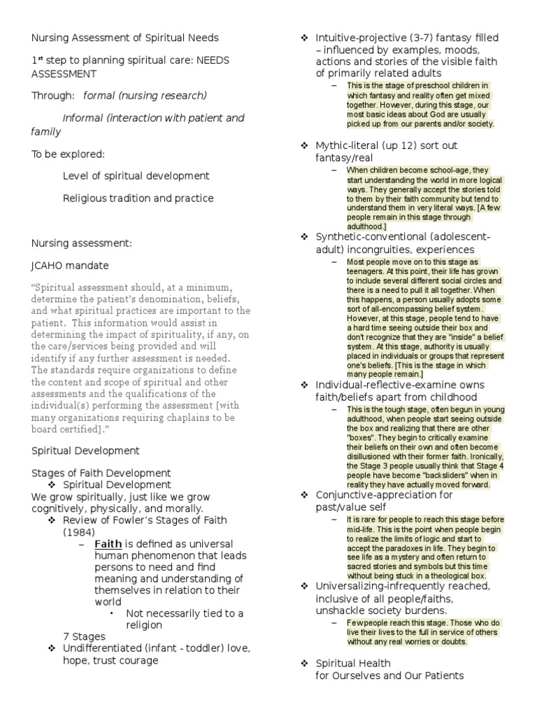 Nursing Assessment of Spiritual Needs | Spirituality | Nursing