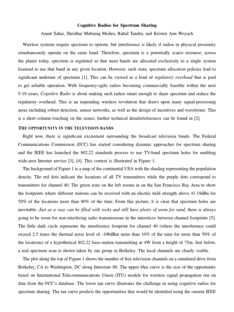 Cognitive Radios For Spectrum Sharing | PDF | Cognitive Radio | Radio ...