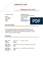 Personal Details - Muhammad Owais Ashraf: Curriculum Vitae