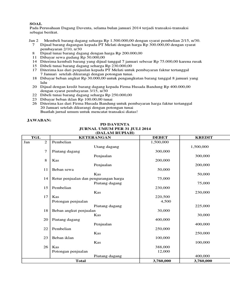 Contoh Soal Jurnal Umum Pdf