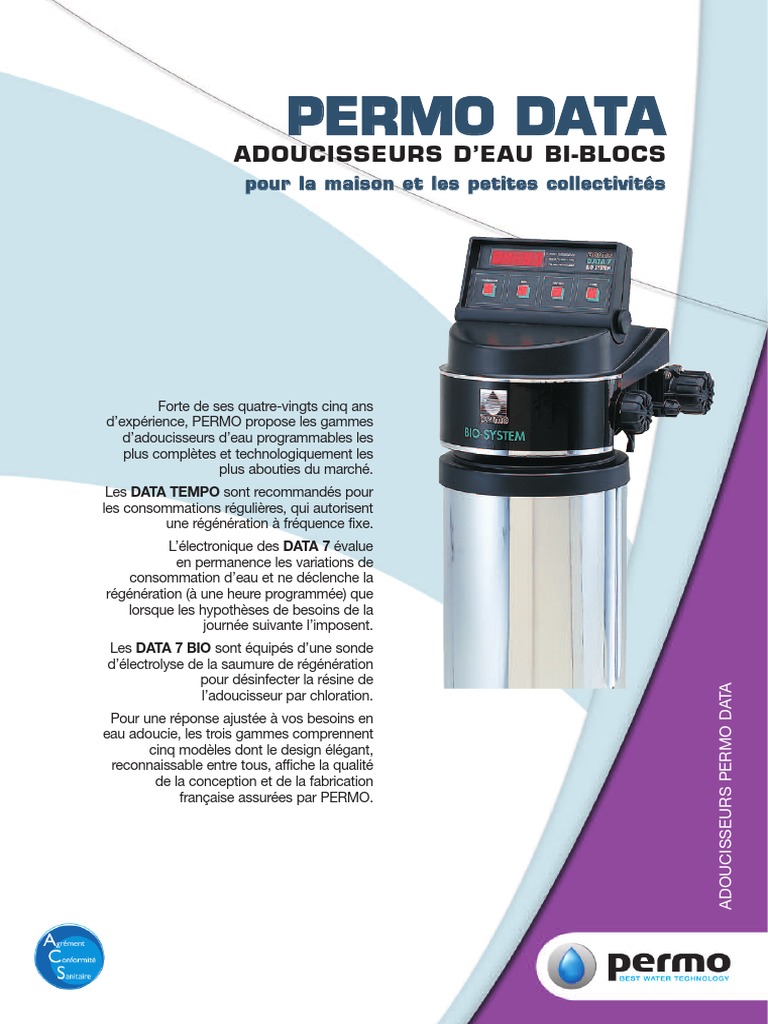 Adoucisseur Permo Data 7 Bibloc | Pdf | Science | Ingénierie