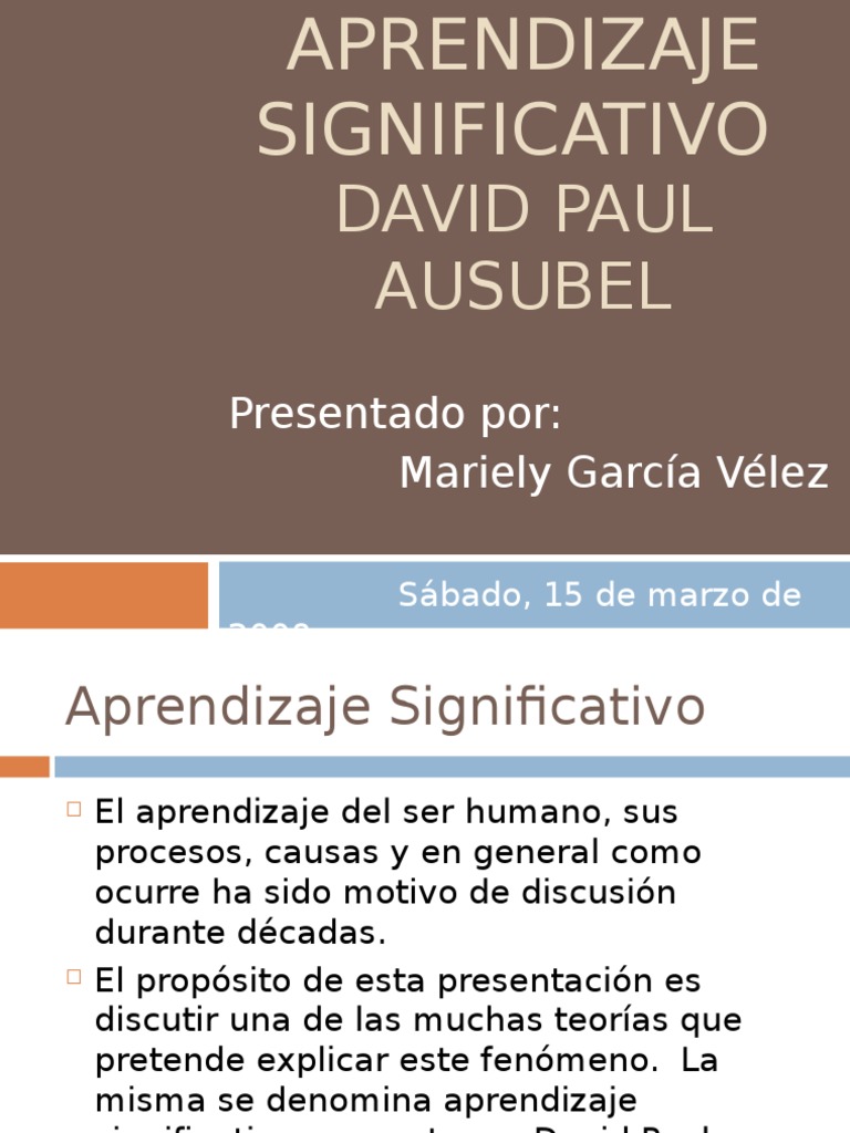 Aprendizaje Significativo de Ausubel | PDF | Aprendizaje | Ciencia ...