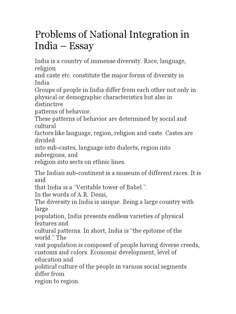 Challenges to National Integration in India | PDF | Social Inequality ...