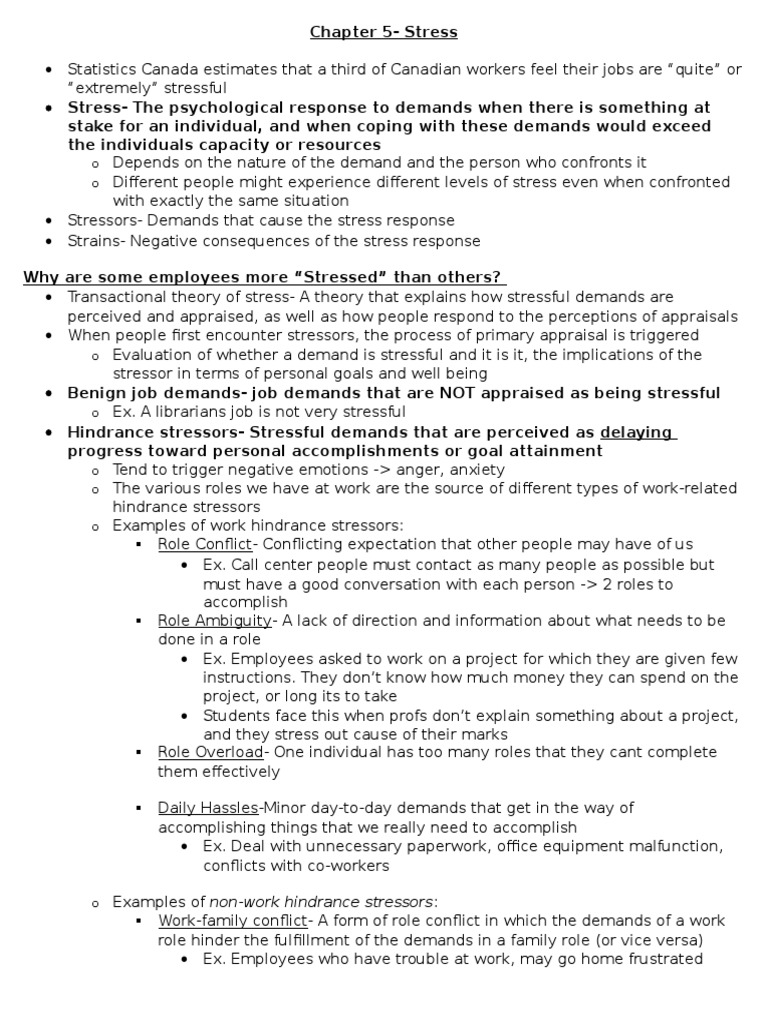 Chapter 5 Stress PDF Coping (Psychology) Stress (Biology)
