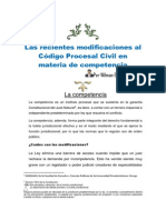 Las Recientes Modificaciones Al Código Procesal Civil en Materia de Competencia