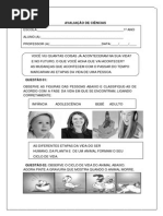 Avaliação de Ciências Semestral- 1º Ano