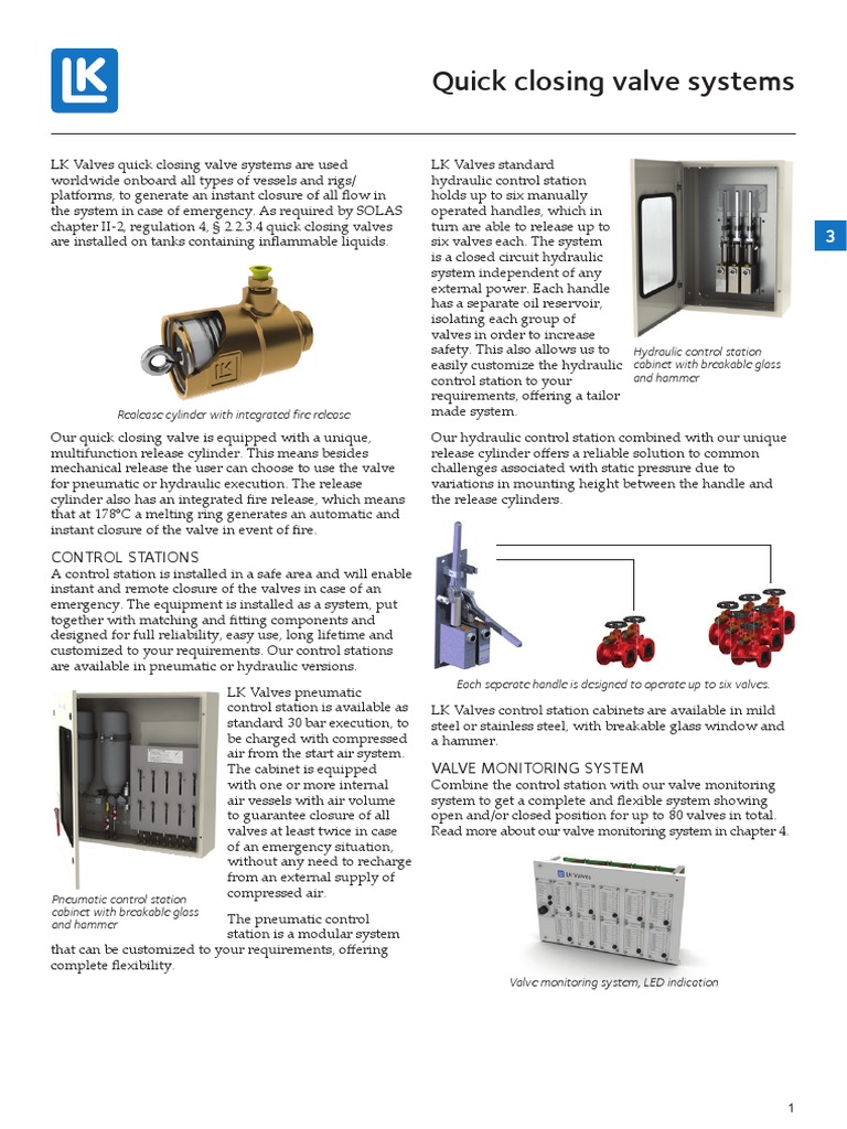 3 Quick Closing Valve Systems | PDF | Valve | Pneumatics