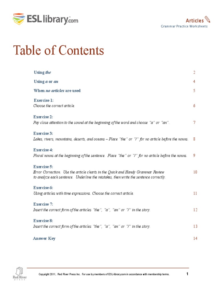 Articles Esl Library Lake Tahoe Grammatical Gender