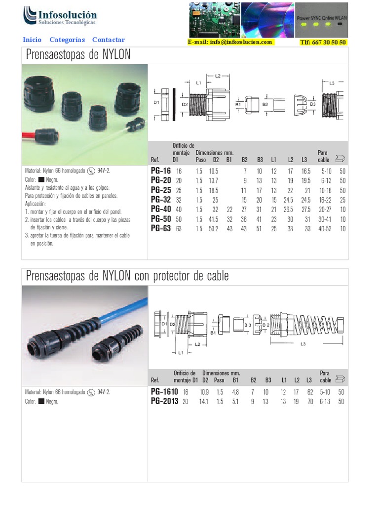 Medidas de Prensaestopas PG | PDF | El plastico | Sólido amorfo