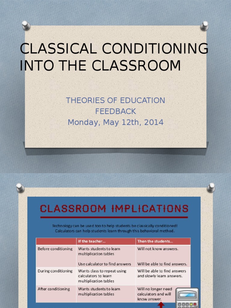 Classical Conditioning Into The Classroom1 PDF Classical
