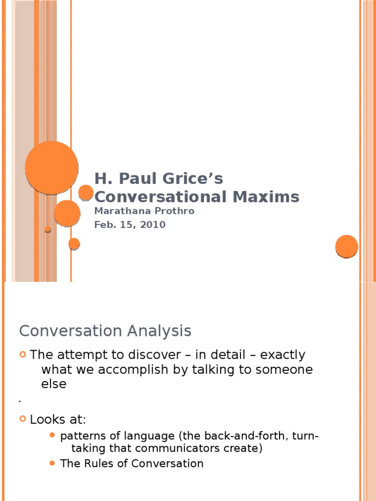 Grice's Conversational Maxims Explained | PDF