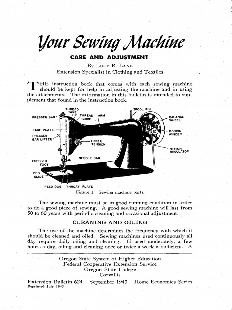 Your Your Sewing Machine Care and Adjustment PDF Sewing Machine Sewing