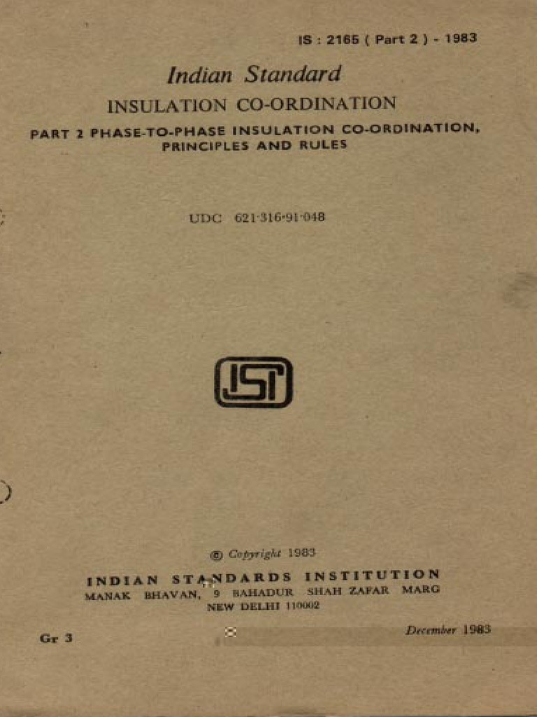IS 2165 Part2-1965 Ins Coord - Phase To Phase PDF | PDF | Insulator ...