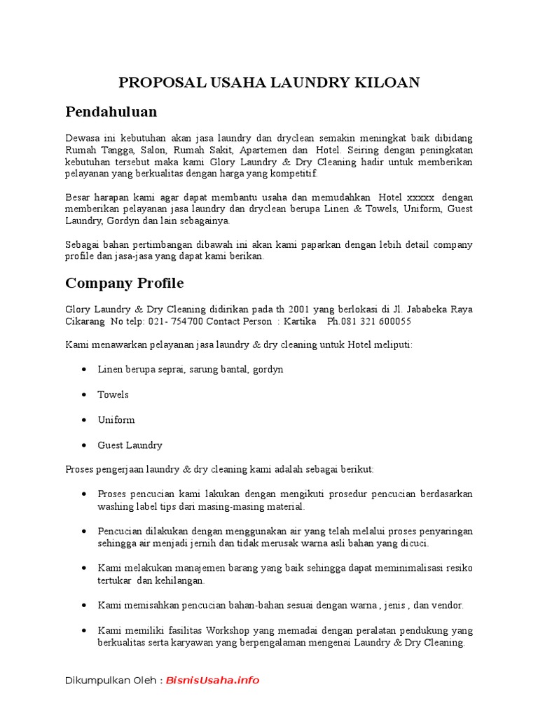 Proposal Usaha Laundry Kiloan