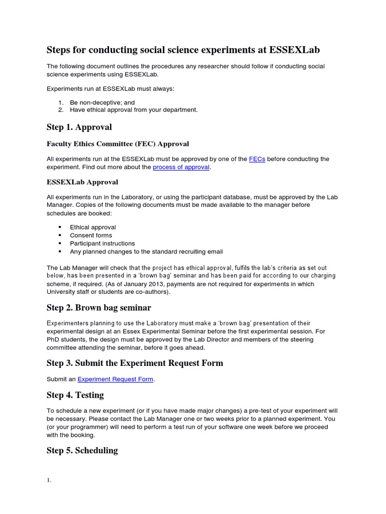 ESSEXLab Social Science Experiment Guide | PDF | Experiment ...