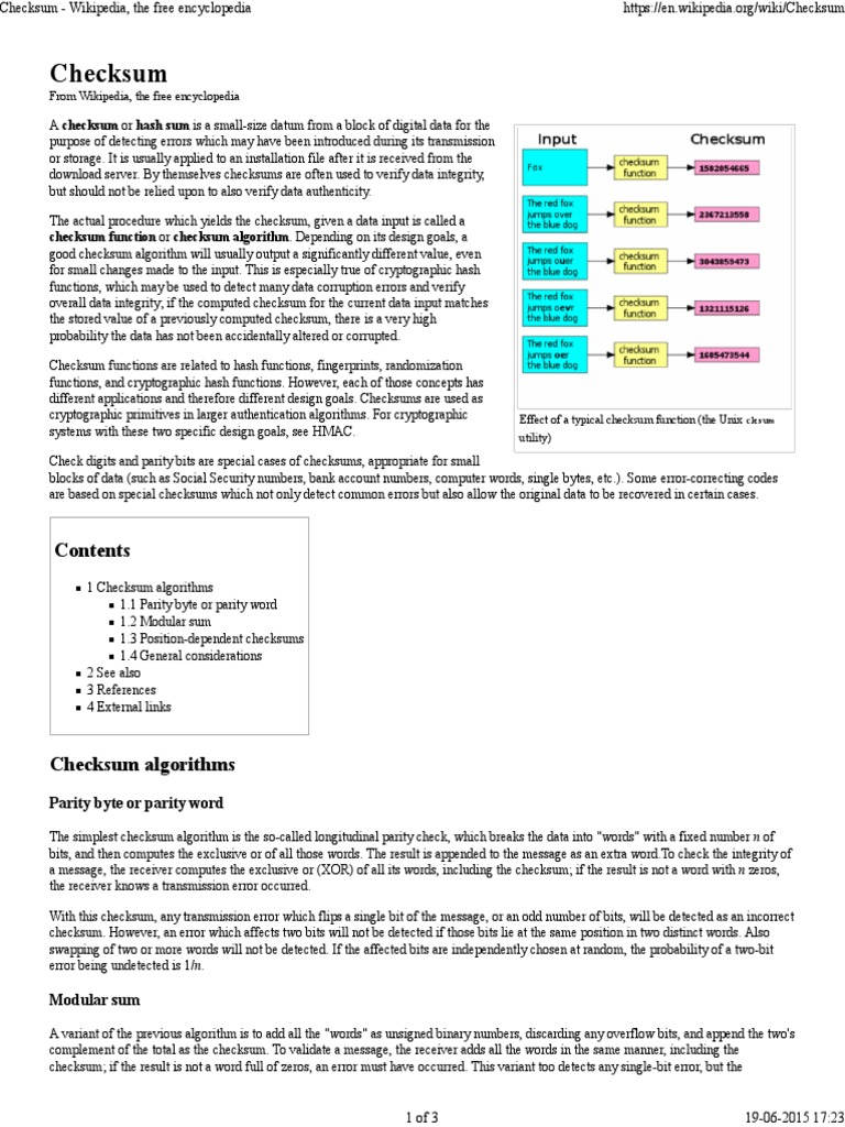 Checksum Wikipedia The Free Encyclopedia Error Areas Of Computer