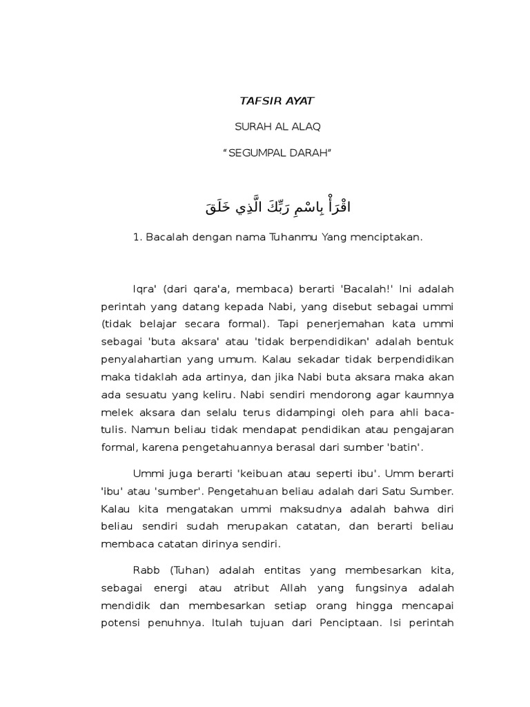 Kandungan Surah Al Alaq 1 19 Pdf