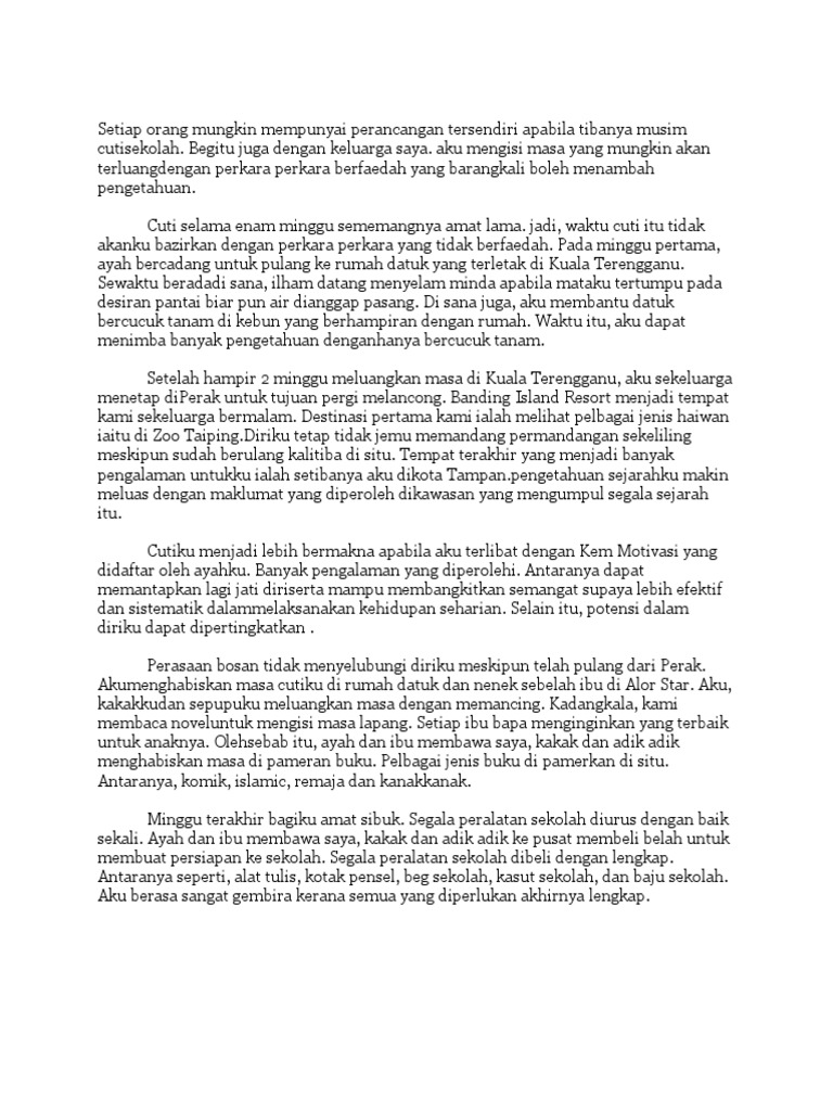 Karangan Cerita Cuti Sekolah Pdf