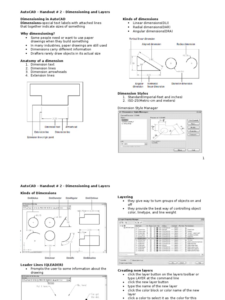 Autocad - Handout # 2 - Dimensioning and Layers Dimensioning in Autocad ...
